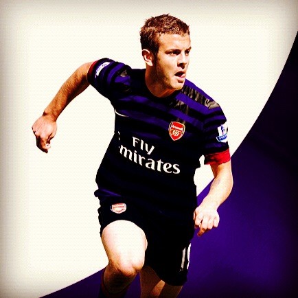 Jack Wilshere in the new 2012-13 Arsenal away shirt
