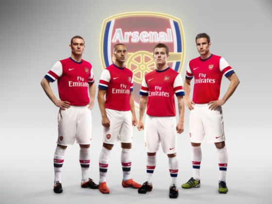 Arsenal players in the new home kit 2012-2013